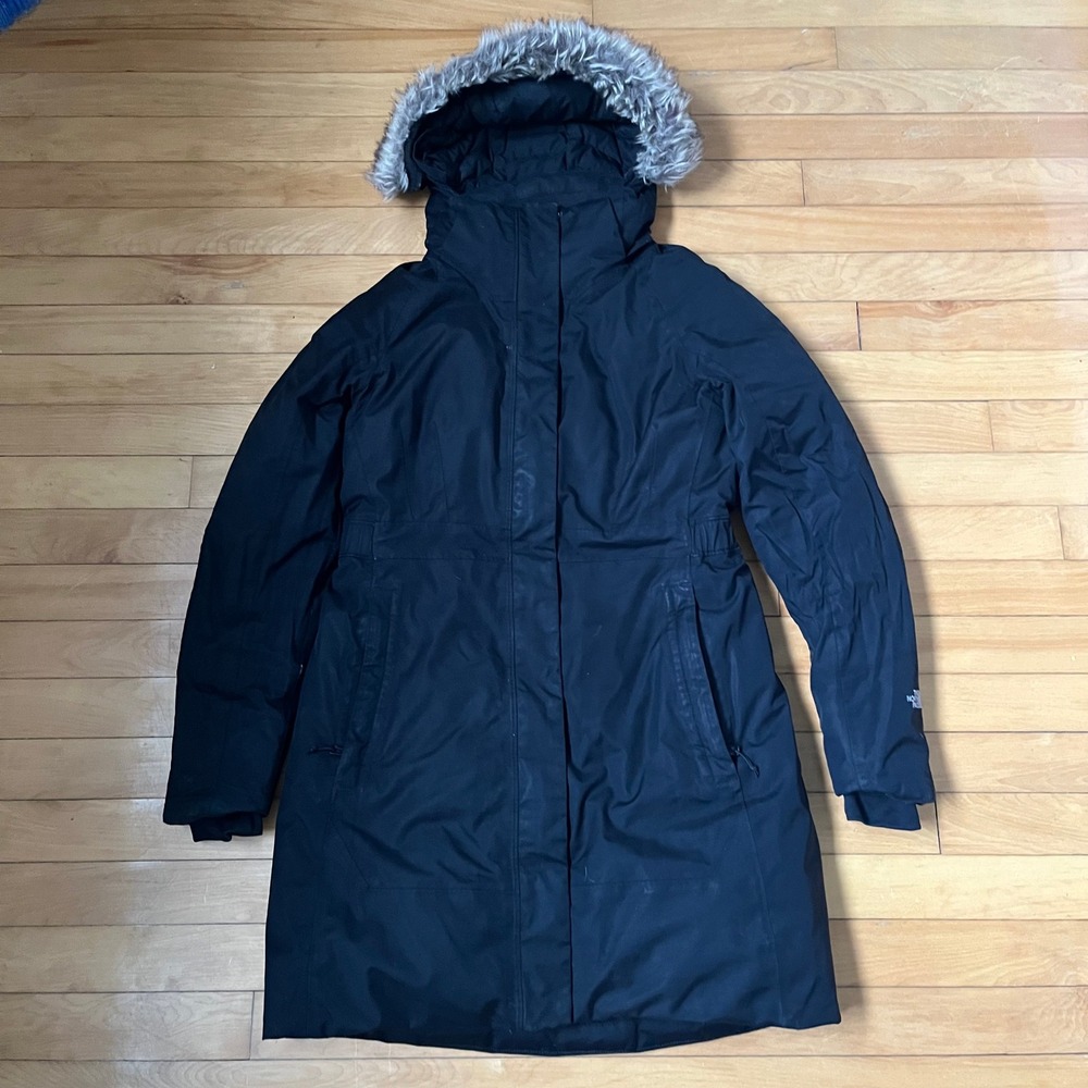 The North Face Arctic Parka Womens Small Black Down Waterproof Faux Fur Hood - Picture 2 of 8